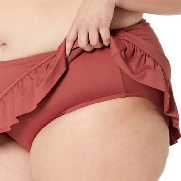La Blanca Ruffle Swim Skirt Womens Plus Size in Cinnamon NEW - Picture 5 of 7